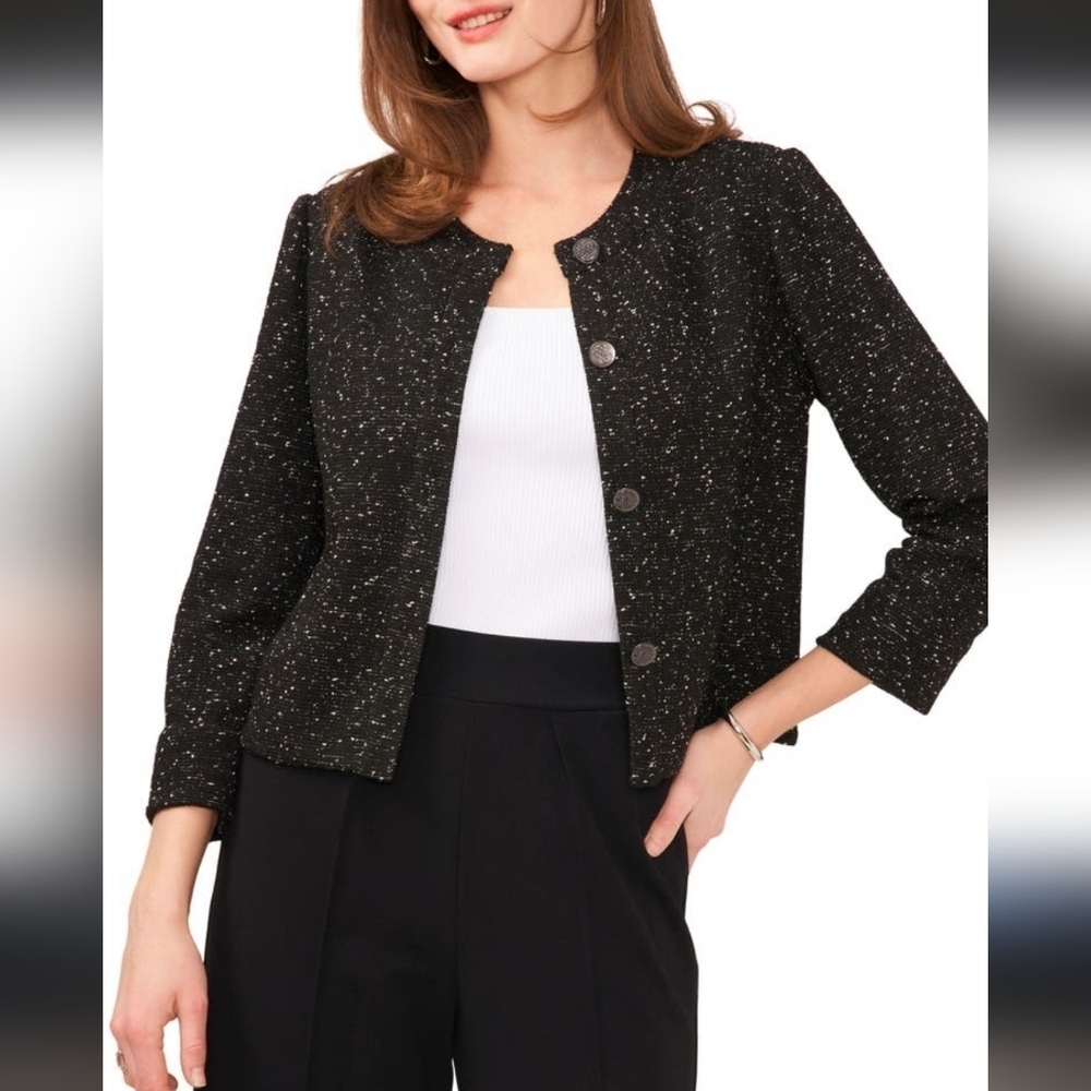 NWT Vince Camuto Nordstrom Women's Black Tweed Jacket_12